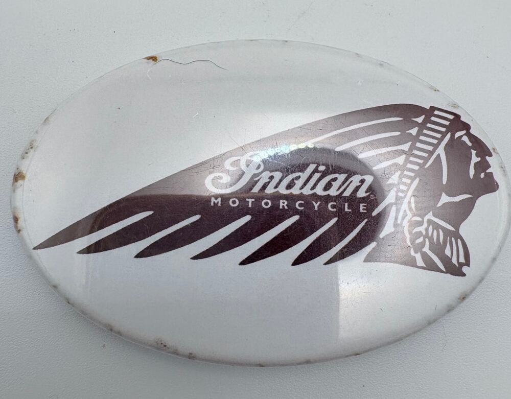 Indian Motorcycle Oval Pin in White and Brick Red